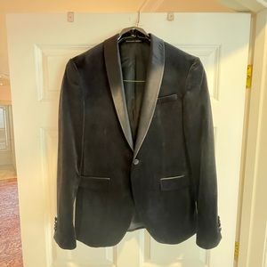 Zara Man Black Velvet Tuxedo Blazer and Tuxedo Pants